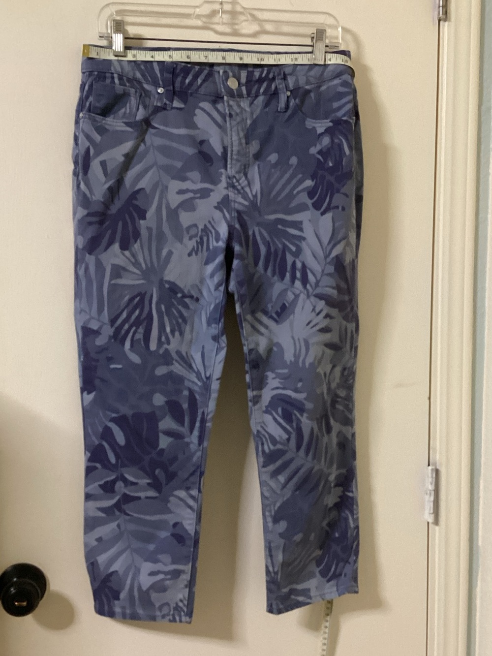 Chico's Blue Leaf-Print Ankle Jeans